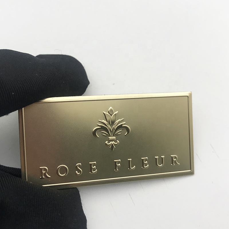 定制自粘金属标志哑光金压花贴纸香水瓶标签