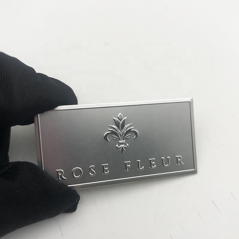 定制自粘金属标志哑光金压花贴纸香水瓶标签