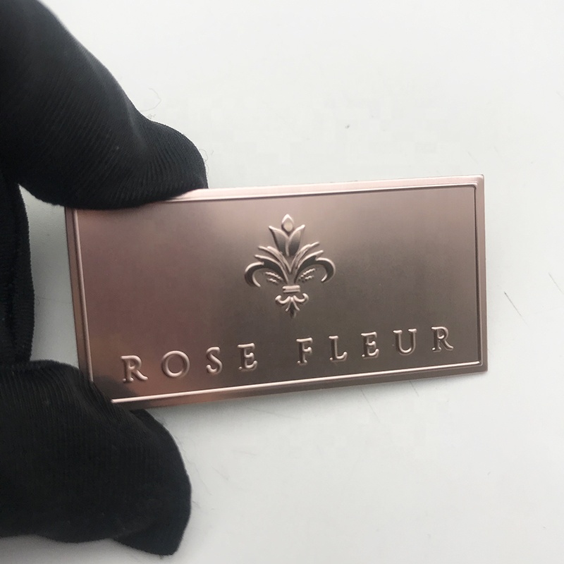 定制自粘金属标志哑光金压花贴纸香水瓶标签