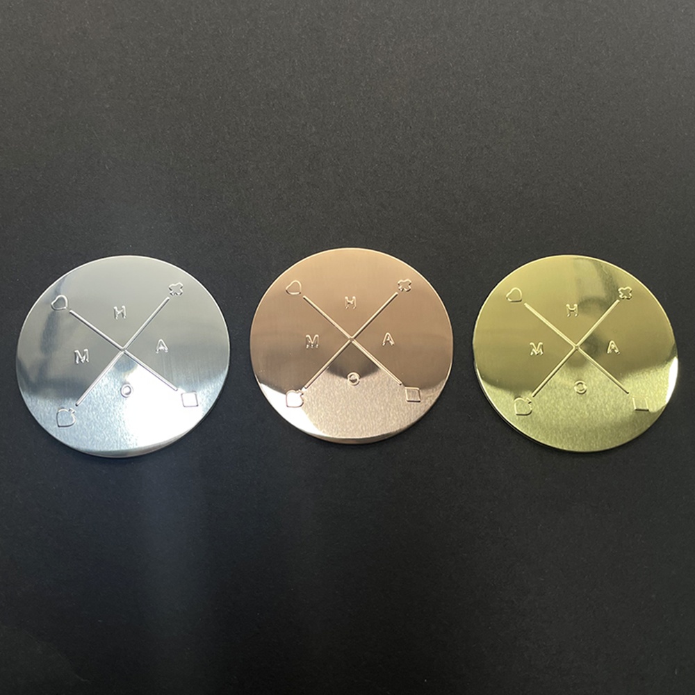 定制自粘金属标志哑光金压花贴纸香水瓶标签
